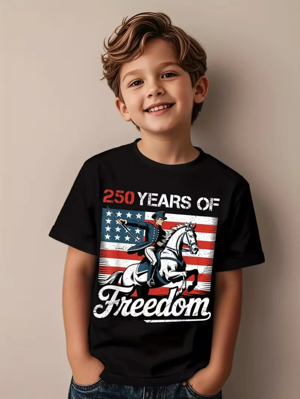 T-Shirt for Kids America 250th Birthday Eagle Flag 250 Years 1776-2026 Unisex Kids Tops Casual Style Vintage Children's Clothing