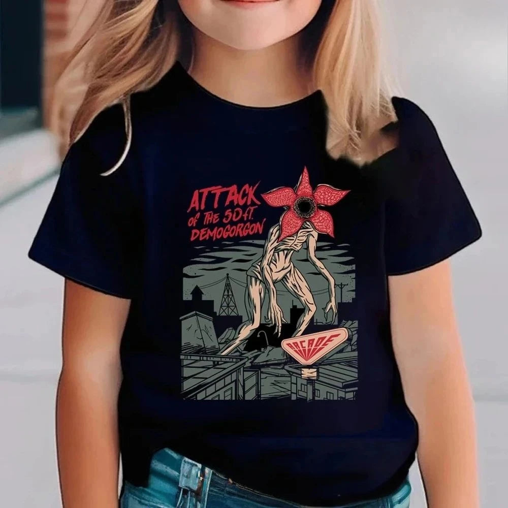 Cotton Hawkins College Strange Printed Children's Short Sleeved Children's T-shirt Cute Harajuku T-shirt for Boys and Girls