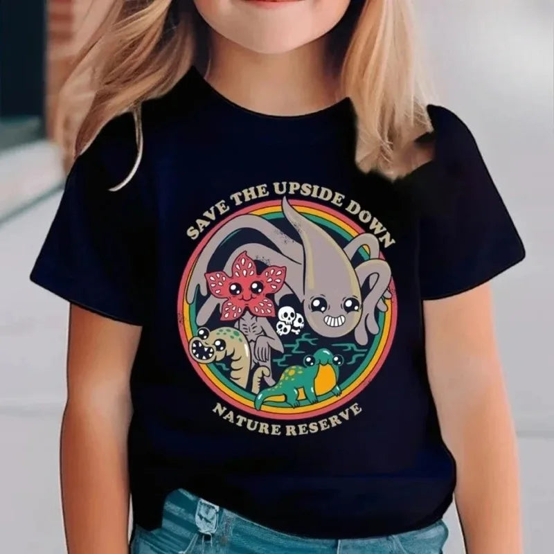 Cotton Hawkins College Strange Printed Children's Short Sleeved Children's T-shirt Cute Harajuku T-shirt for Boys and Girls