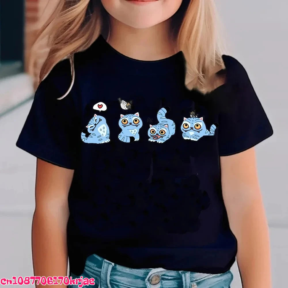 Kids Saja Boys Print T-Shirt Anime Eyes  Short Sleeve Tee Boys Girls Casual Crew Neck Summer Tops Children Daily Wear Shirts