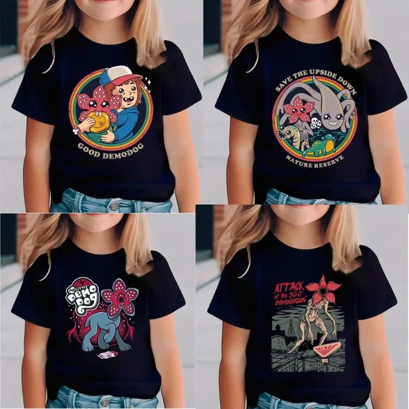 Cotton Hawkins College Strange Printed Children's Short Sleeved Children's T-shirt Cute Harajuku T-shirt for Boys and Girls