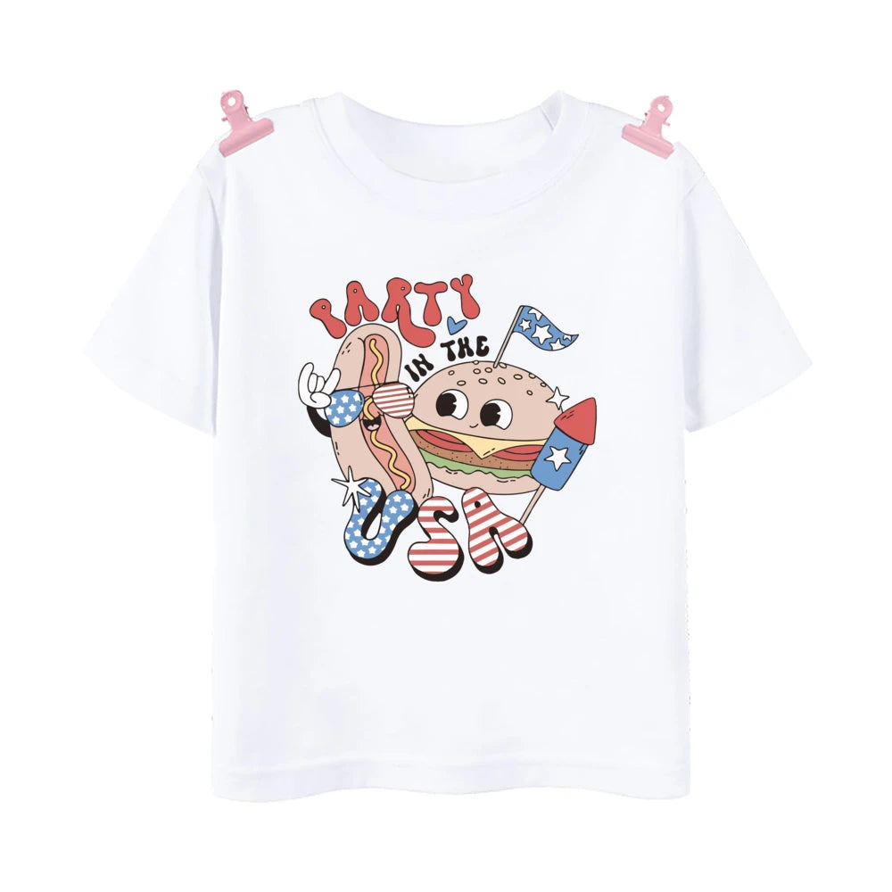 All American Dude Printed Boys Shirt 4th of July Kids Short Sleeve T-shirt Independence Day Child Outfit Children Summer Clothes