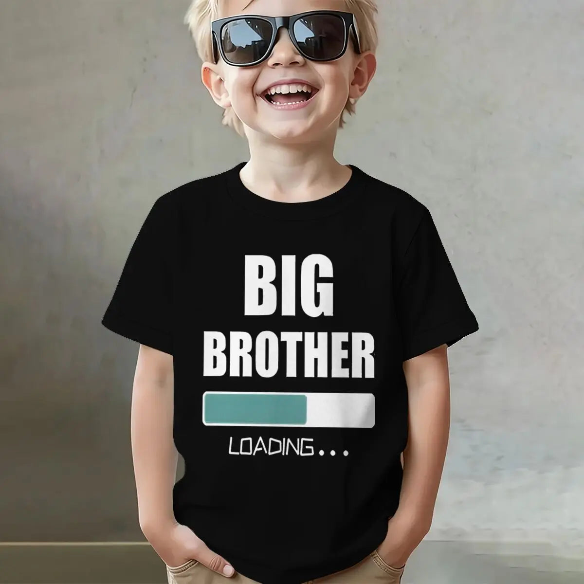 Big Brother Loading T-shirt Kids Short Sleeve Fashion Casual Top New Sibling Gift Big Brother Kids Clothes Cotton Tops