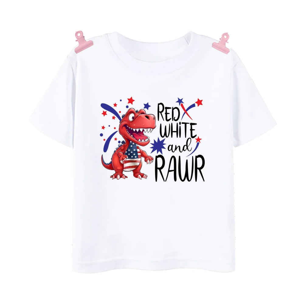 All American Dude Printed Boys Shirt 4th of July Kids Short Sleeve T-shirt Independence Day Child Outfit Children Summer Clothes