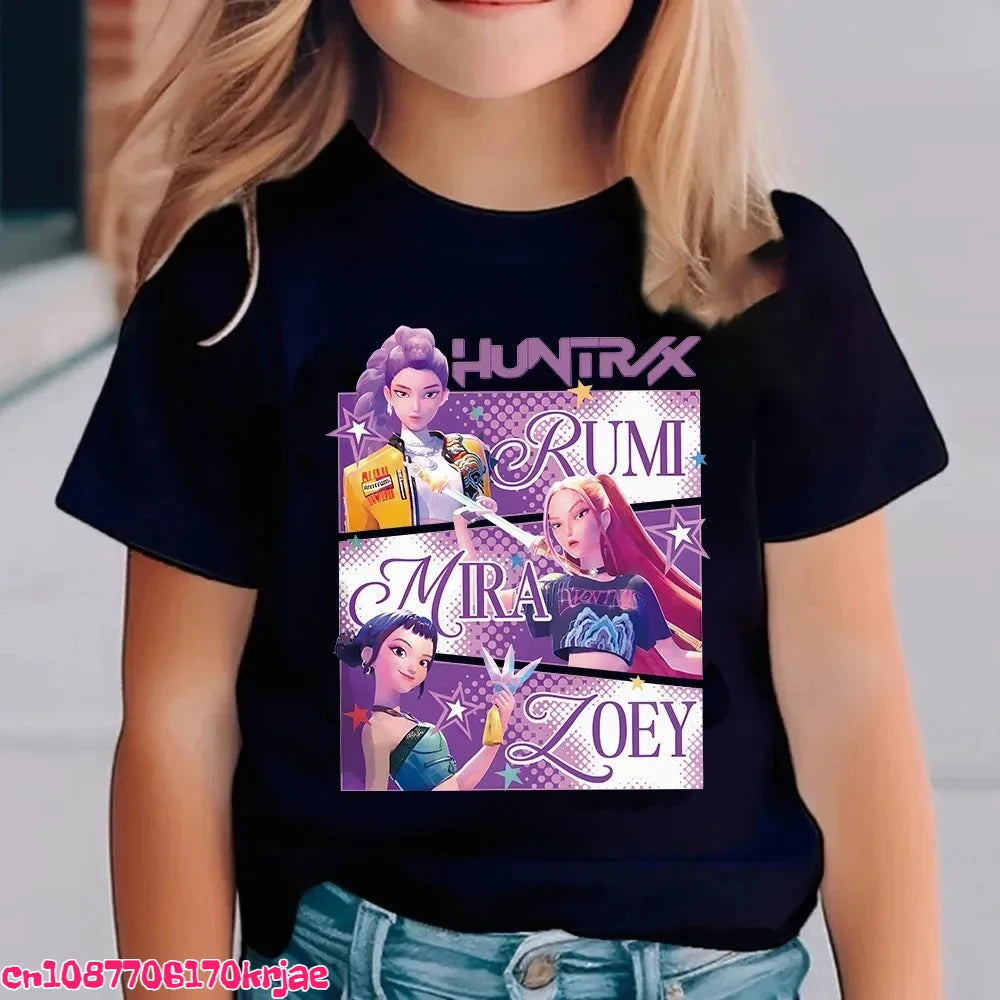 Kids Saja Boys Print T-Shirt Anime Eyes  Short Sleeve Tee Boys Girls Casual Crew Neck Summer Tops Children Daily Wear Shirts