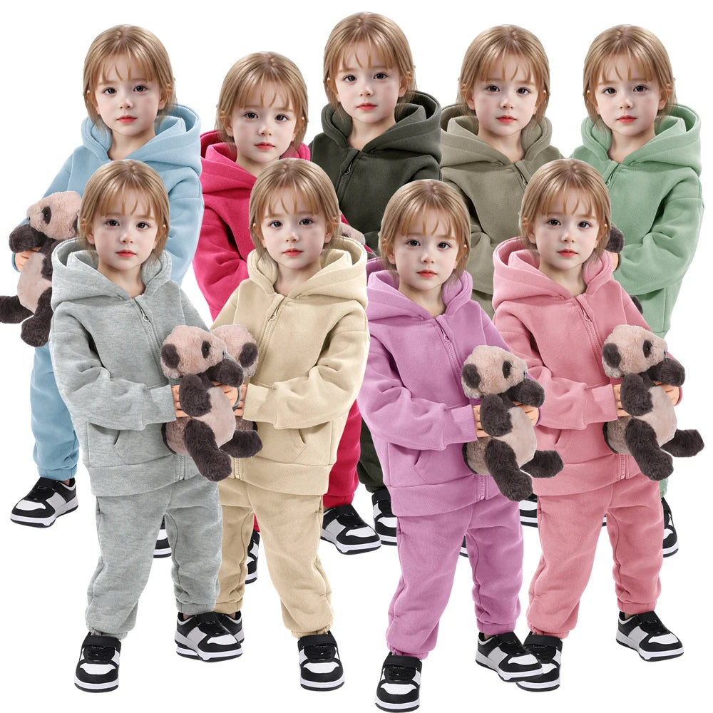2026 Kids Winter Clothes Sweatshirt Kids Sweatsuit Set Zipper up Sports Wear Boy Girl Sweatsuit Wholesale Children Sweat Suits