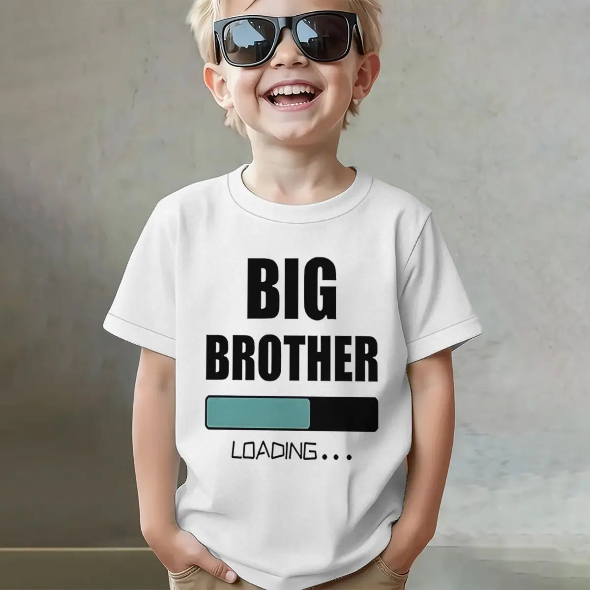 Big Brother Loading T-shirt Kids Short Sleeve Fashion Casual Top New Sibling Gift Big Brother Kids Clothes Cotton Tops