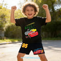 2026 New Cars of the Universe Boys' Sportswear Cotton Short-Sleeved Shorts Set with Cartoon Print - Summer T-Shirt 2-Piece Set