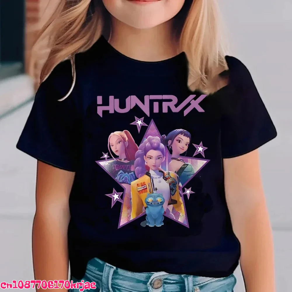 Kids Saja Boys Print T-Shirt Anime Eyes  Short Sleeve Tee Boys Girls Casual Crew Neck Summer Tops Children Daily Wear Shirts