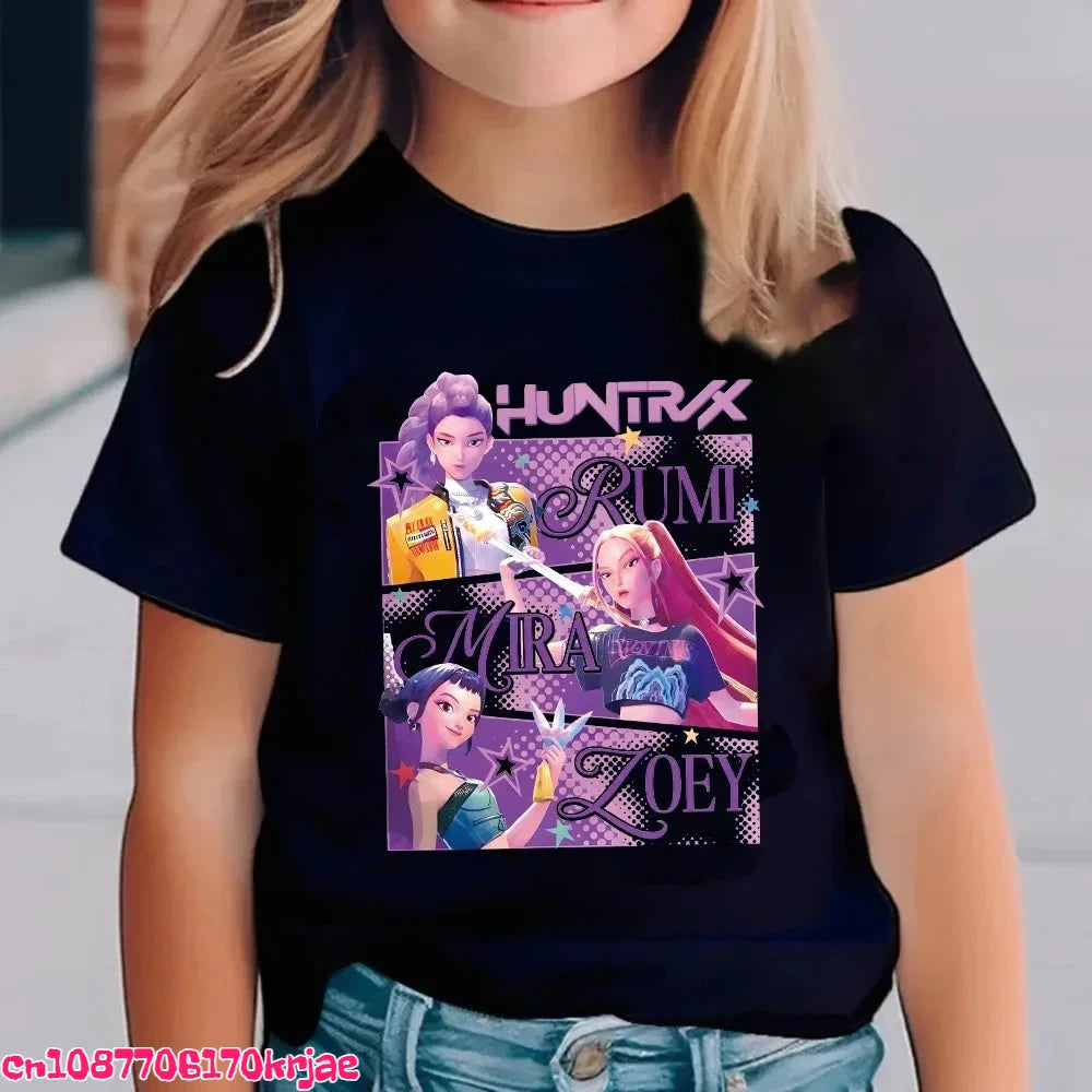Kids Saja Boys Print T-Shirt Anime Eyes  Short Sleeve Tee Boys Girls Casual Crew Neck Summer Tops Children Daily Wear Shirts