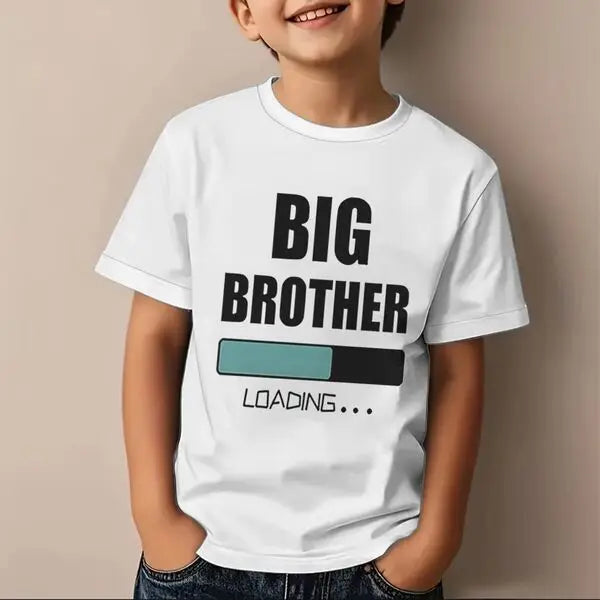 Big Brother Loading T-shirt Kids Short Sleeve Fashion Casual Top New Sibling Gift Big Brother Kids Clothes Cotton Tops