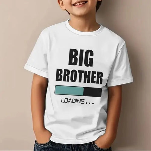 Big Brother Loading T-shirt Kids Short Sleeve Fashion Casual Top New Sibling Gift Big Brother Kids Clothes Cotton Tops