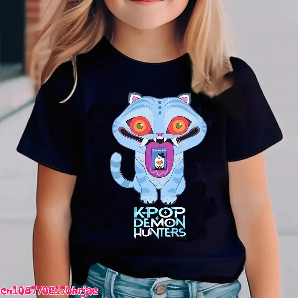 Kids Saja Boys Print T-Shirt Anime Eyes  Short Sleeve Tee Boys Girls Casual Crew Neck Summer Tops Children Daily Wear Shirts