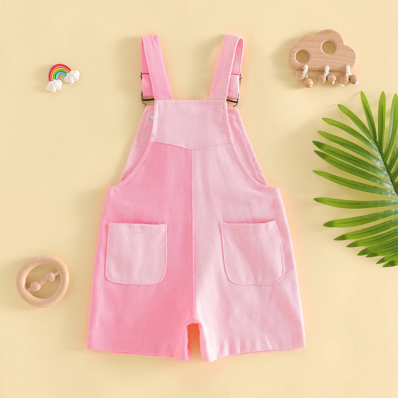 1-4Years Kids Girls Boys Overall Shorts, Cute Contrast Color Summer Jumpsuit with Pockets for Casual Daily