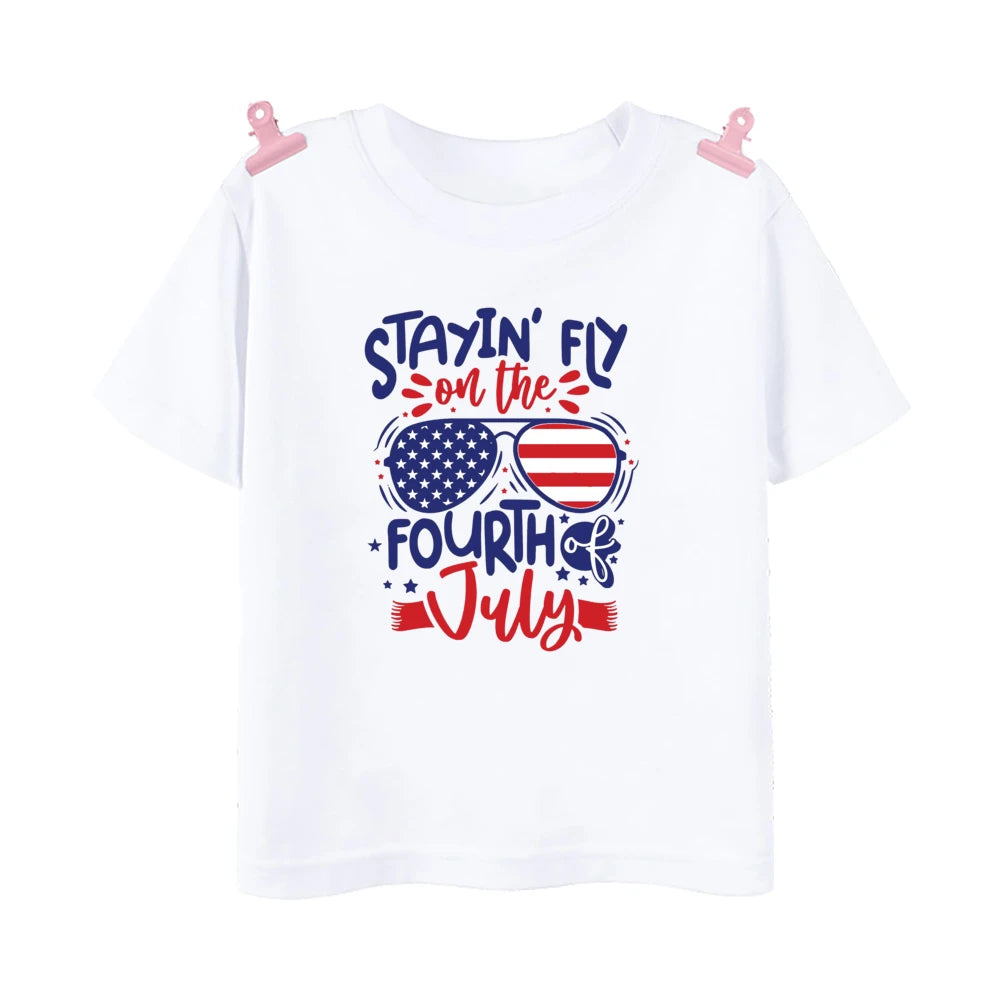 All American Dude Printed Boys Shirt 4th of July Kids Short Sleeve T-shirt Independence Day Child Outfit Children Summer Clothes