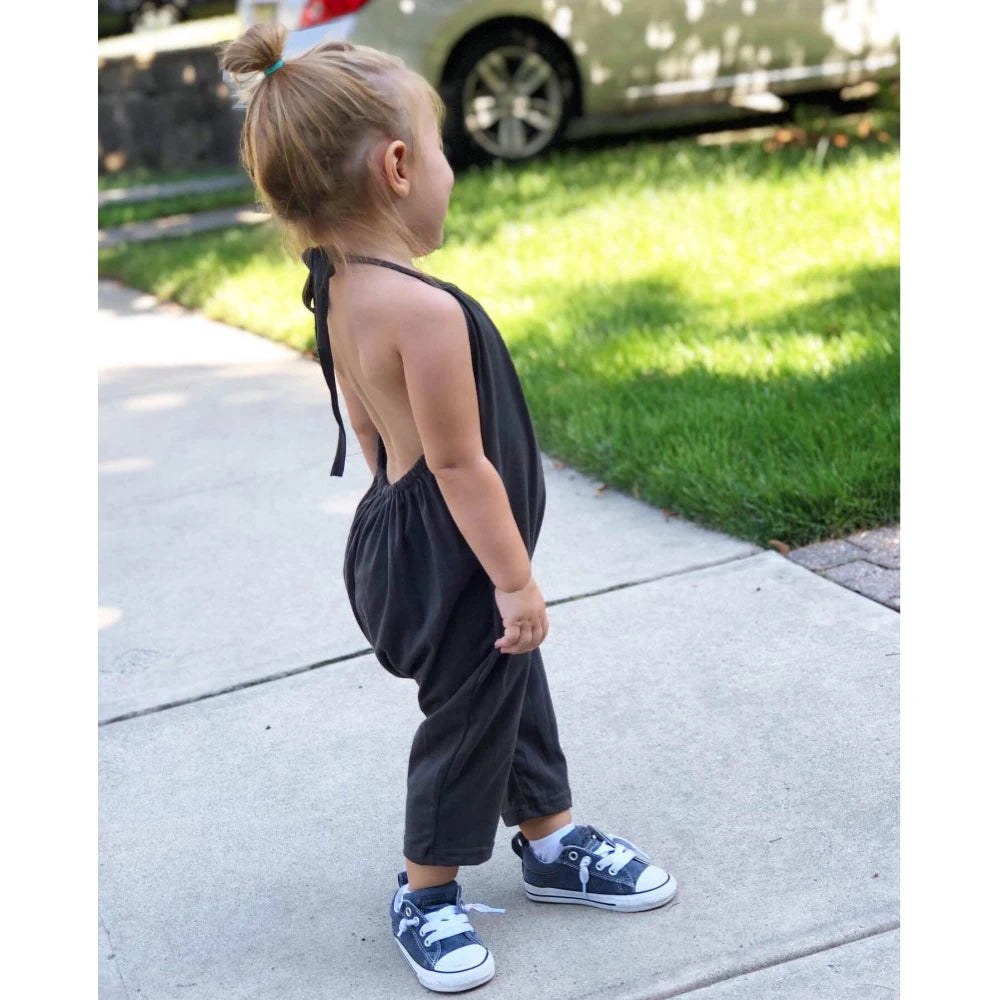 2026 Toddler Girls Summer Jumpsuit Clothes Kids Baby Solid Cotton Outwear Bodysuit Children Harem Pants Strap Backle One-Pieces