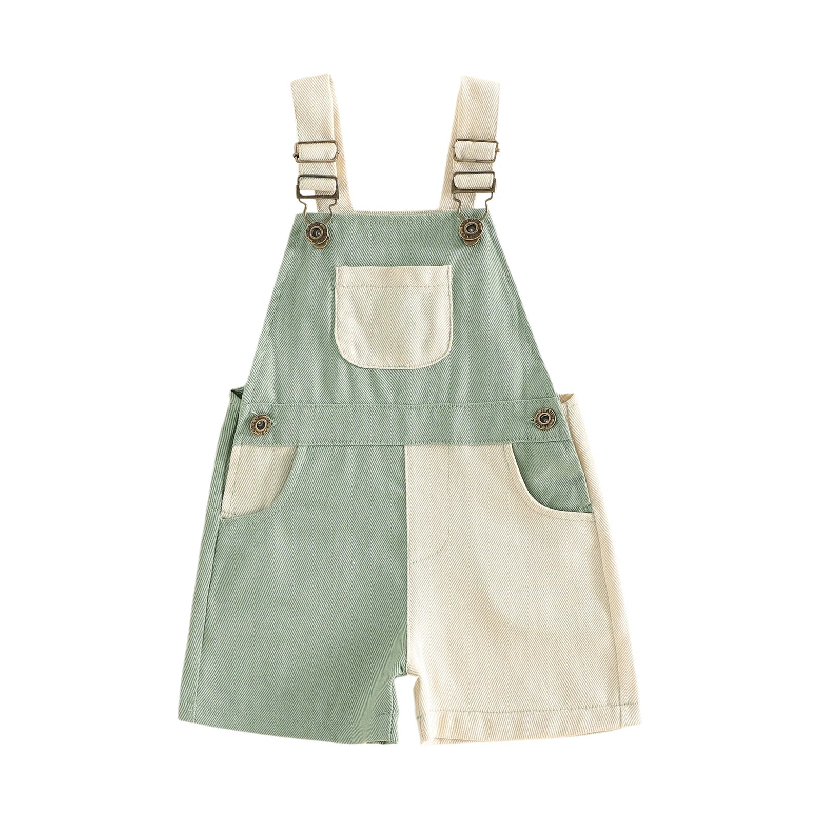 1-4Years Kids Girls Boys Overall Shorts, Cute Contrast Color Summer Jumpsuit with Pockets for Casual Daily