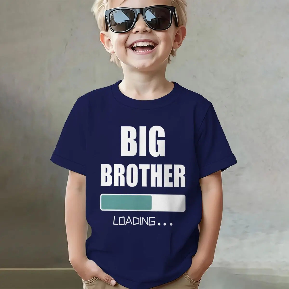 Big Brother Loading T-shirt Kids Short Sleeve Fashion Casual Top New Sibling Gift Big Brother Kids Clothes Cotton Tops