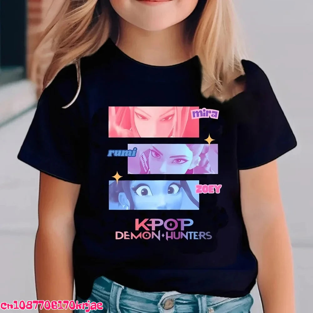Kids Saja Boys Print T-Shirt Anime Eyes  Short Sleeve Tee Boys Girls Casual Crew Neck Summer Tops Children Daily Wear Shirts