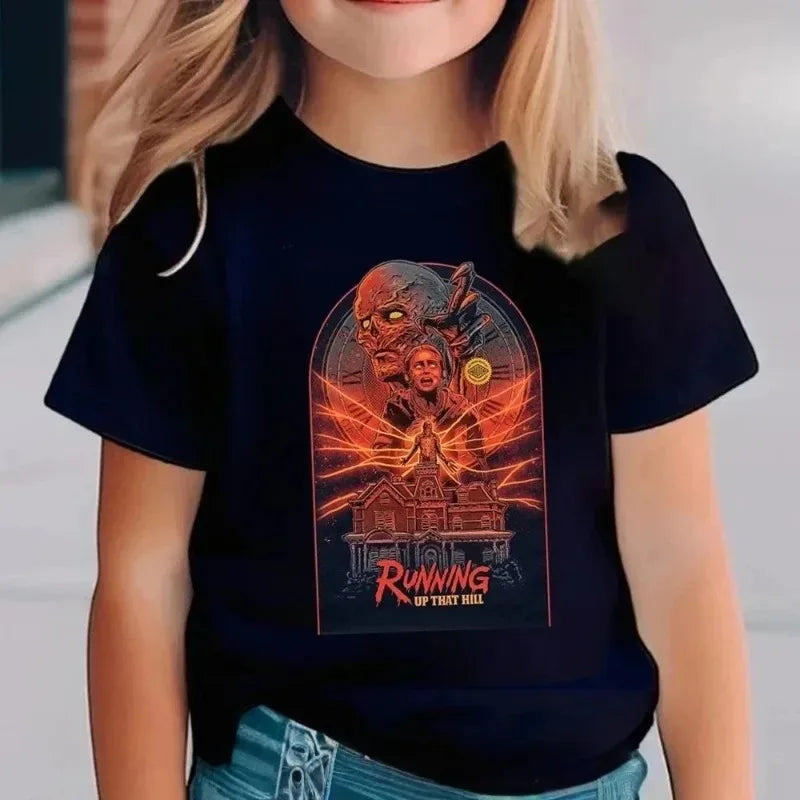 Kids Stranger Style T-Shirt Boy Girl Retro Cartoon Print Short Sleeve Top "Good Demodog" Graphic Tee Summer Cotton Clothes