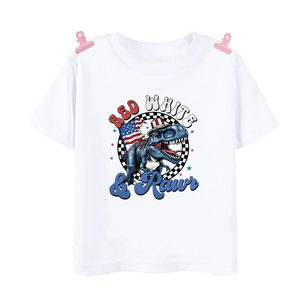 All American Dude Printed Boys Shirt 4th of July Kids Short Sleeve T-shirt Independence Day Child Outfit Children Summer Clothes