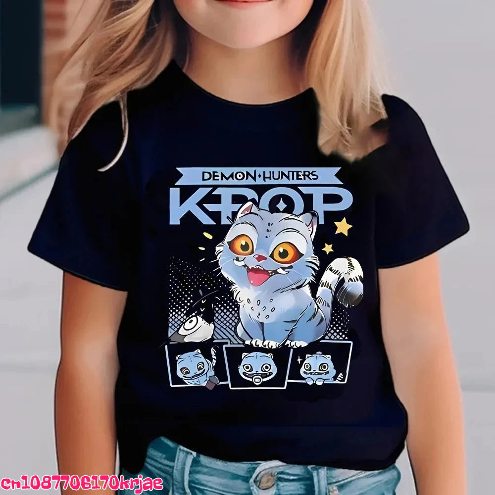 Kids Saja Boys Print T-Shirt Anime Eyes  Short Sleeve Tee Boys Girls Casual Crew Neck Summer Tops Children Daily Wear Shirts