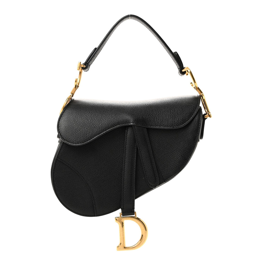 Grained Calfskin Mini Saddle Bag Black