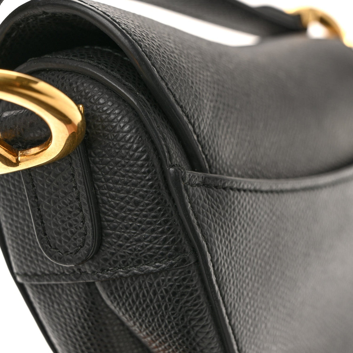 Grained Calfskin Mini Saddle Bag Black
