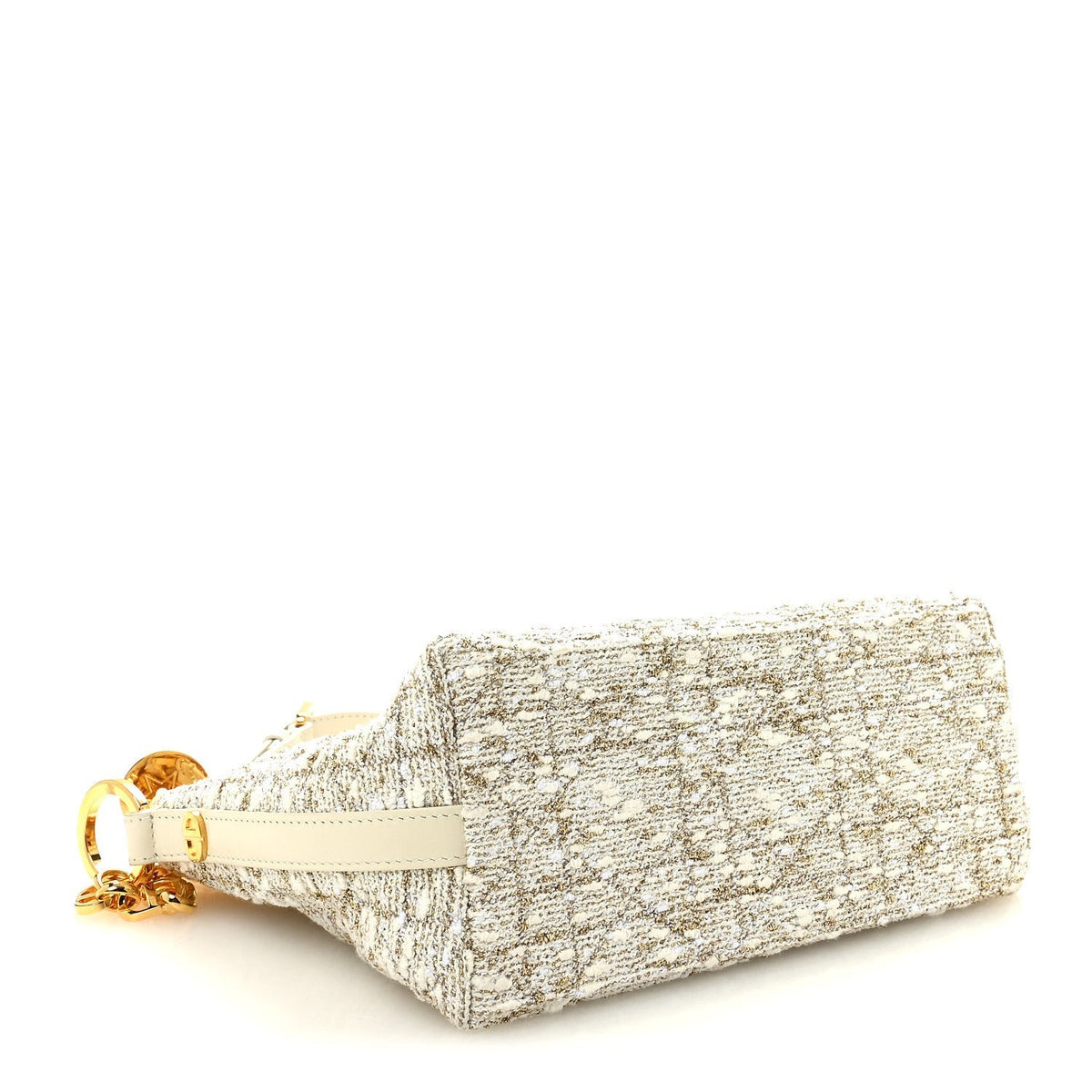Tweed Cannage DiorStar Hobo Bag White Gold