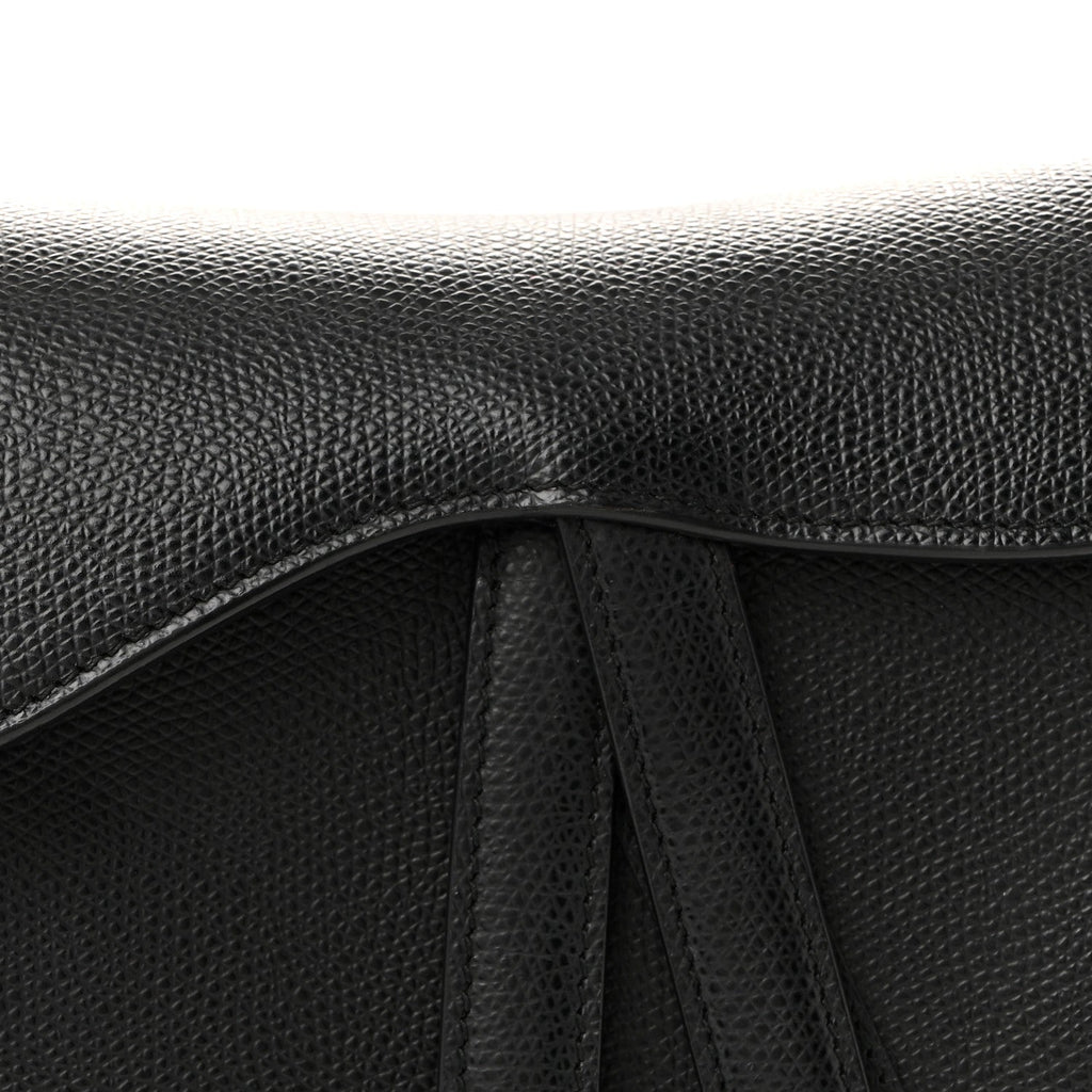 Grained Calfskin Mini Saddle Bag Black