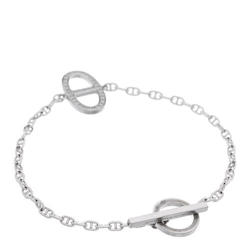 18K White Gold Diamond Chaine d'Ancre Contour Bracelet SH