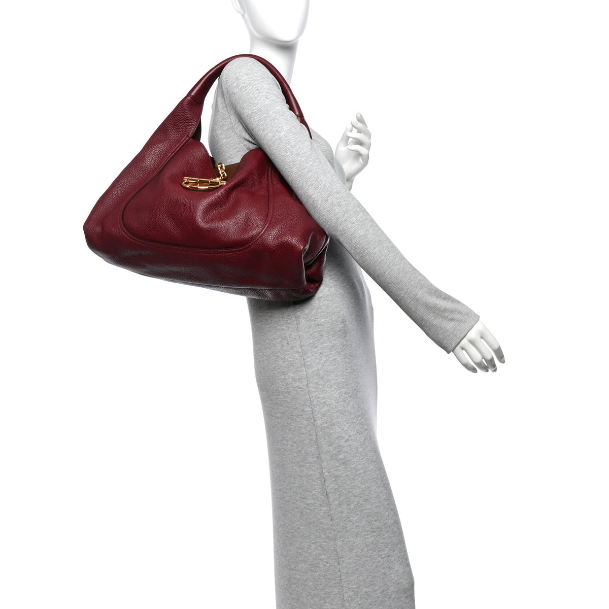 Grained Calfskin Softbit Maxi Shoulder Bag Rosso Ancora