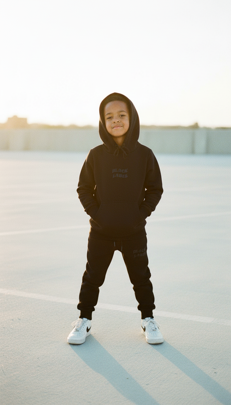 Kids Black Label Social Club Hoodie and Jogger Set